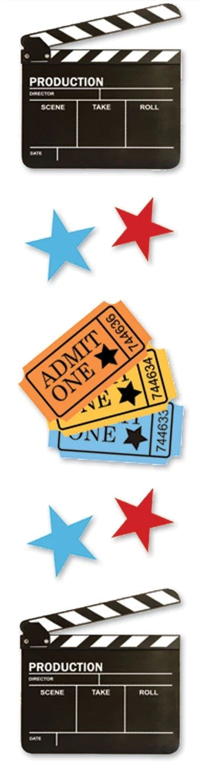 Movie Night Clapboard and Tickets Stickers Set
