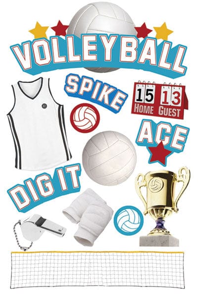 3d Volleyball Stickers by Paper House