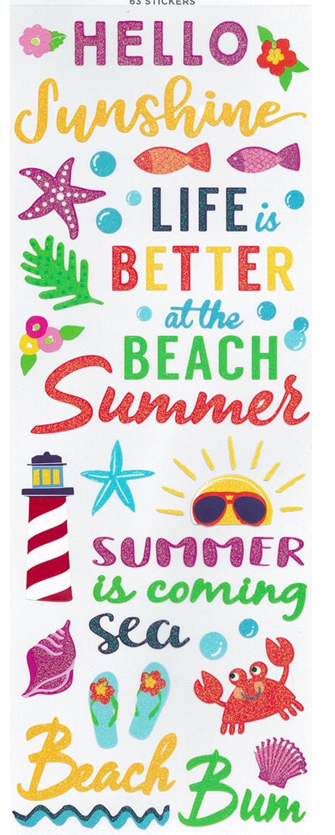 Summer Word Scrapbook Stickers 