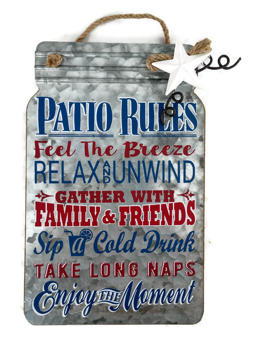 Patio Rules Summer Fun Hanging Sign