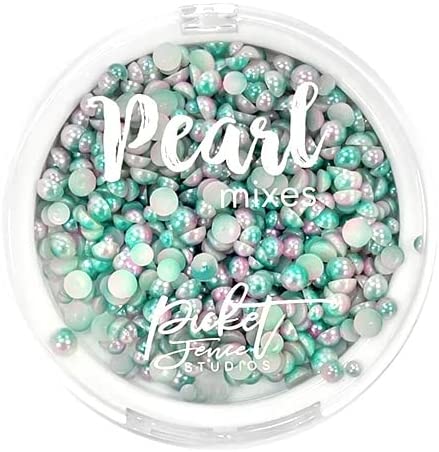 Gradient Flatback Pearls - Aquamarine and Pale Pink