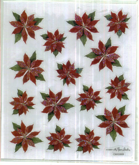 Christmas Poinsettia Stickers - 2 Sheets