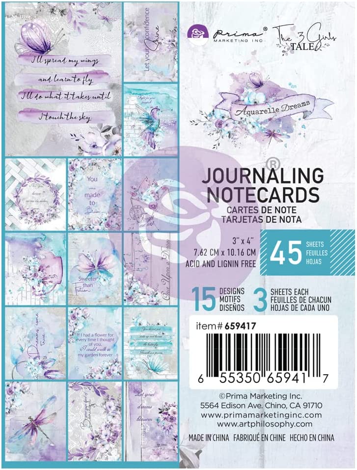 Prima Marketing Aquarelle Dreams Journaling Cards