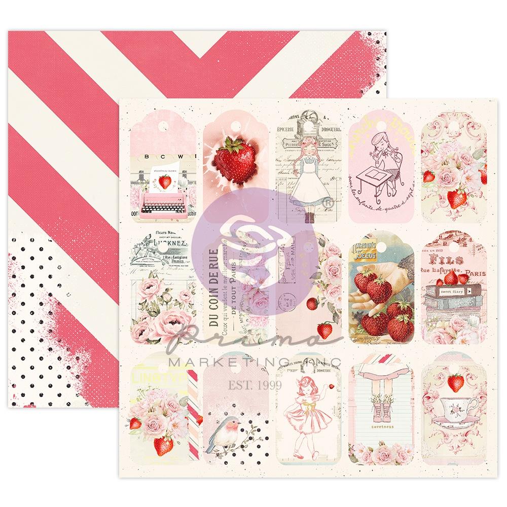 Strawberry MilkShake Sweetness 12x12 Scrapbook Cardstock Paper with Foil - 2 Sheets
