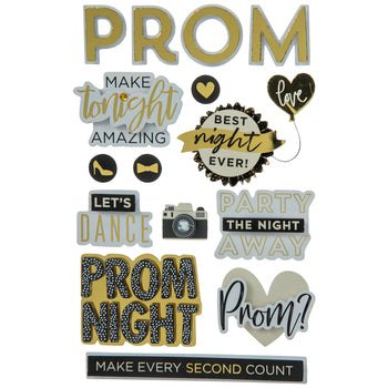 Prom 3D Stickers Black/Gold - 16 Pieces – Country Croppers