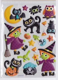 Halloween Witch and Friends Puffy Stickers
