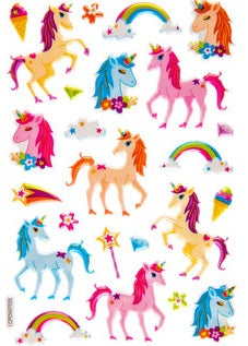 Puffy Unicorn and Rainbows Stickers