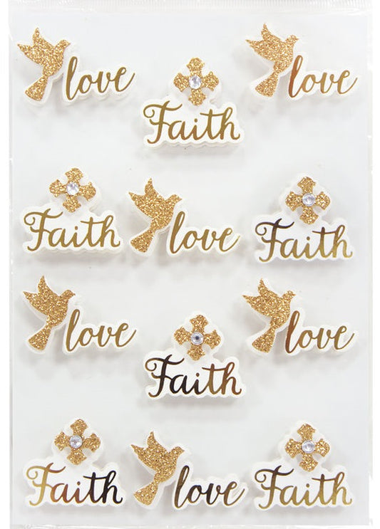 Religious Faith Quote Word 3d Stickers Gold Foil