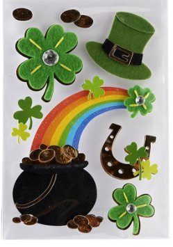 St Patricks Day Pot of Gold Rainbow Leprechaun Stickers