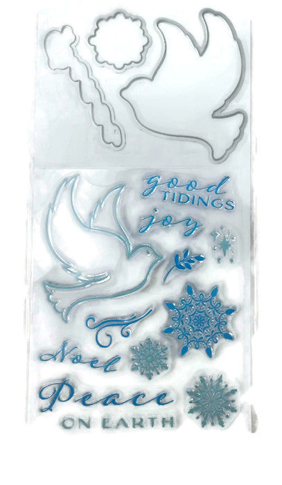 Christmas Dove Peace Words Stamps & Die Set