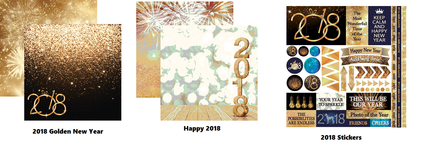 2018 Scrapbook Papers and Stickers Set