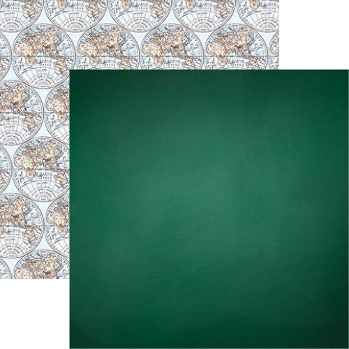 Back to School 12x12 Scrapbook Paper - Chalkboard Green - 5pc