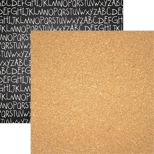 Back to School 12x12 Scrapbook Paper - Corkboard - 5pc