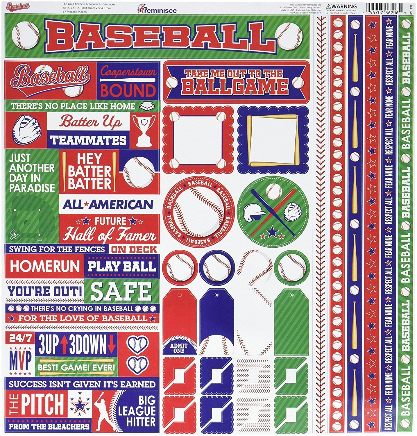 Reminisce Baseball Scrapbook Stickers