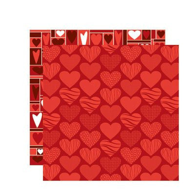 12x12 Scrapbook Paper - Be Mine - Designer Hearts - 5 Sheets