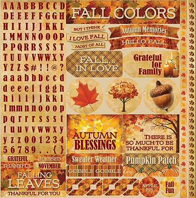 Best of Harvest Autumn Sticker Sheet 12x12 by Reminisce