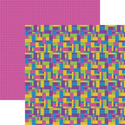 Block Party Pink Multi Colored Scrapbook Paper by Reminisce