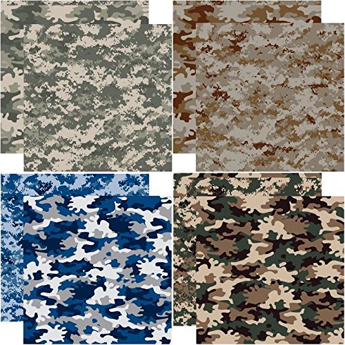 Camouflage 12x12 Scrapbooking Paper Set 4pc - Camouflaged by Reminisce