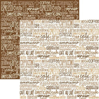 Coffeeology - Coffee & Tea -  12x12 Scrapbooking Paper - 5 Sheets - by Reminisce