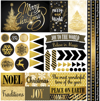 Gold Elegant Christmas Stickers Set
