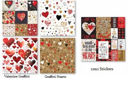Graffiti Valentine Heart - 12x12 Scrapbook Paper & Stickers Set - by Reminisce