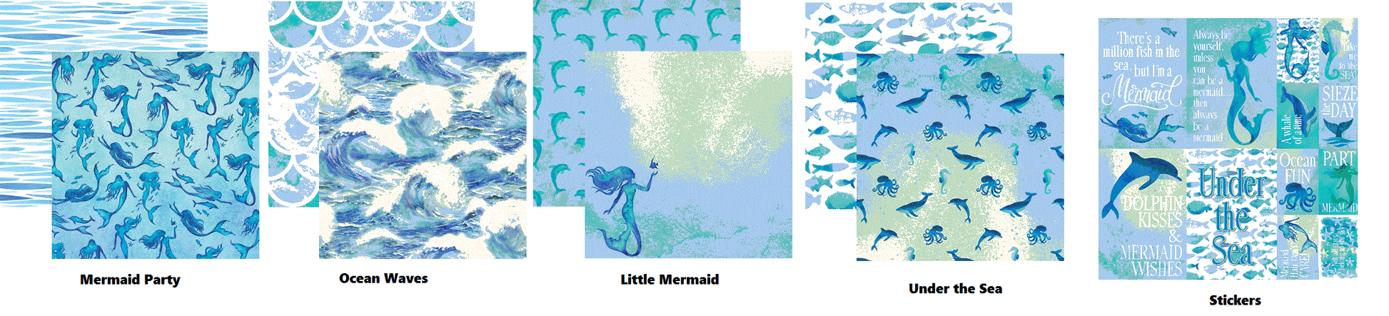 Mermaids Tale Scrapbook Papers and Stickers Page Kit