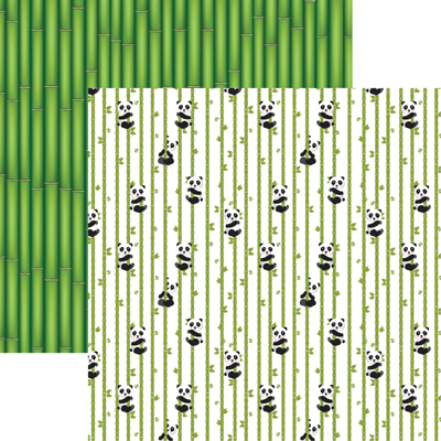 Bamboo Panda Bears Scrapbook paper 12x12