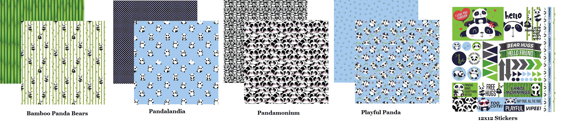 Reminisce Panda Bear papers and stickers set