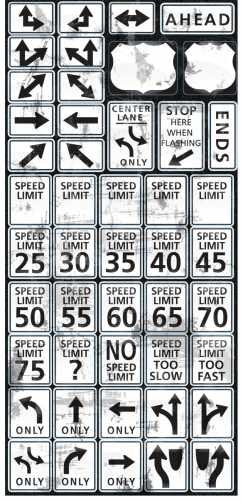 Reminisce Road Signs Speed Limit Stickers