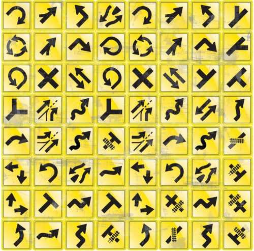 Reminisce Road Signs Yellow Arrow Stickers