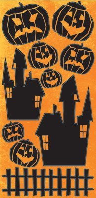 Scare Tactics Halloween Pumpkins and Houses Cardstock Scrapbook Stickers