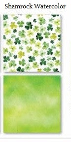 Watercolor Shamrock Print St Patricks Day - 12x12 Scrapbook Papers - 5pc