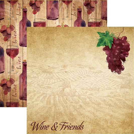 The Winery - Wine and Friends - 12x12 Scrapbook Paper of 5 Sheets by Reminisce