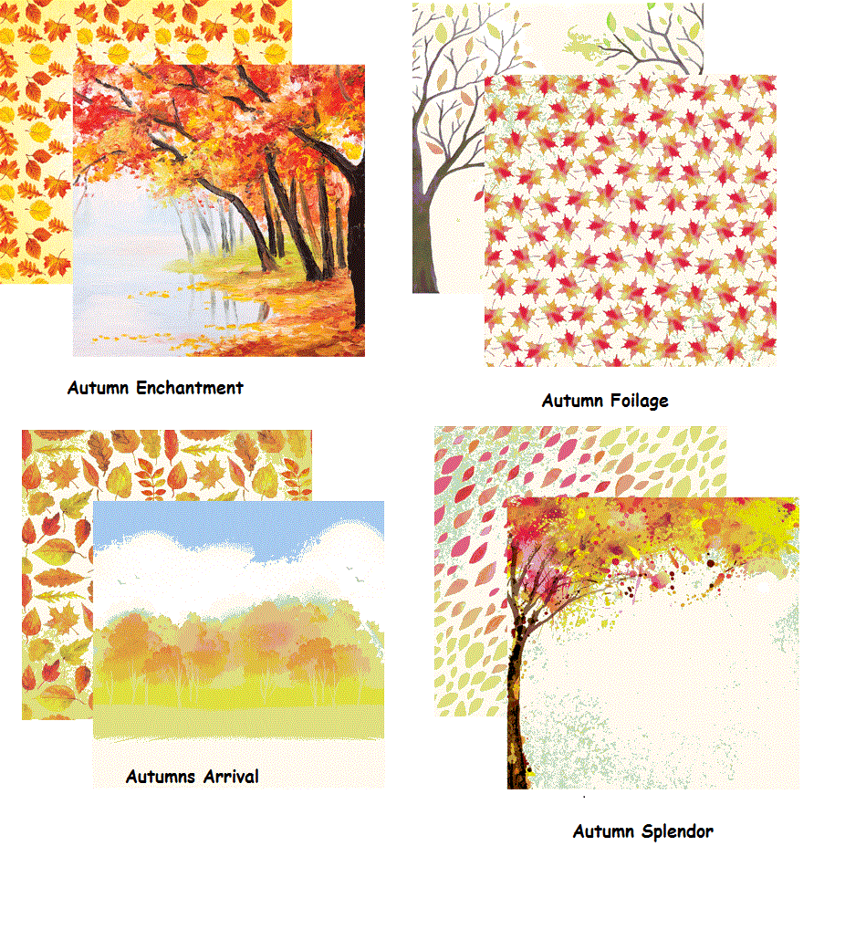Watercolor Fall Autumn Fall Leaves Scrapbook Paper Set