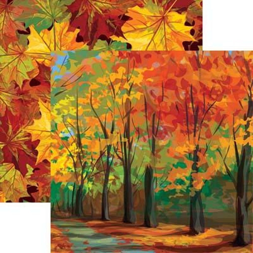 Autumn Trail Fall Leaves Scrapbook paper