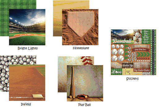 Baseball 2 Scrapbook Papers and Stickers by Reminisce