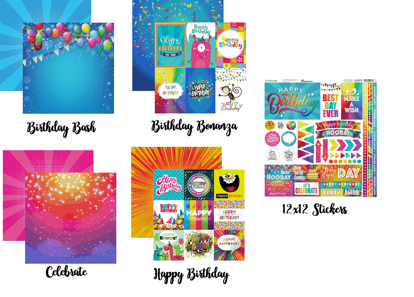 Birthday Bash Papers and Stickers by Reminisce