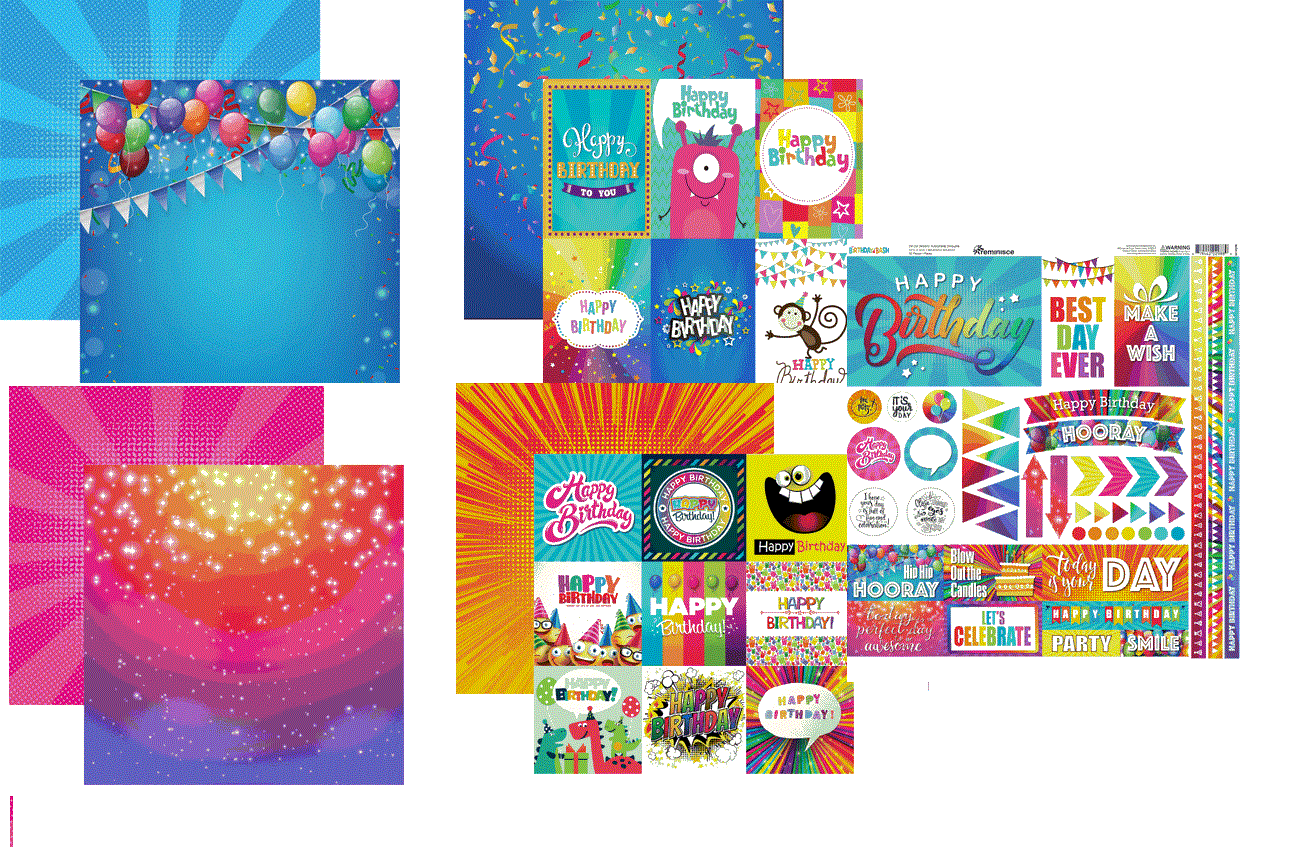 Birthday Bash Papers and Stickers Set