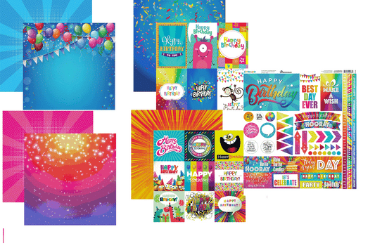 Birthday Bash Papers and Stickers Set