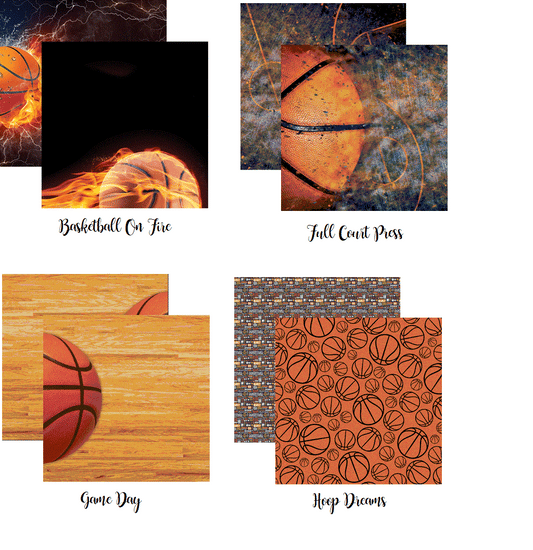 Game Day Basketball Scrapbook Papers Set