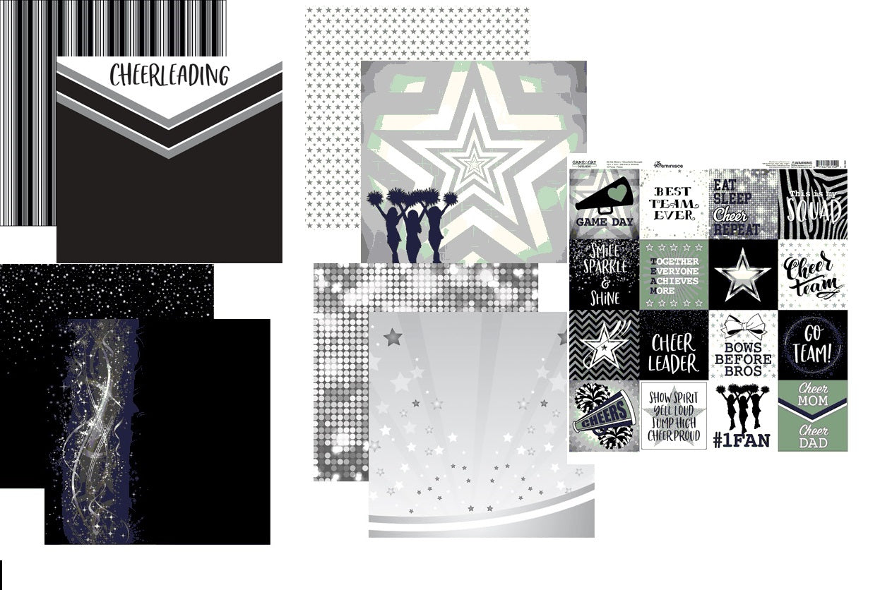 Game Day Cheerleading Scrapbook Papers and Stickers