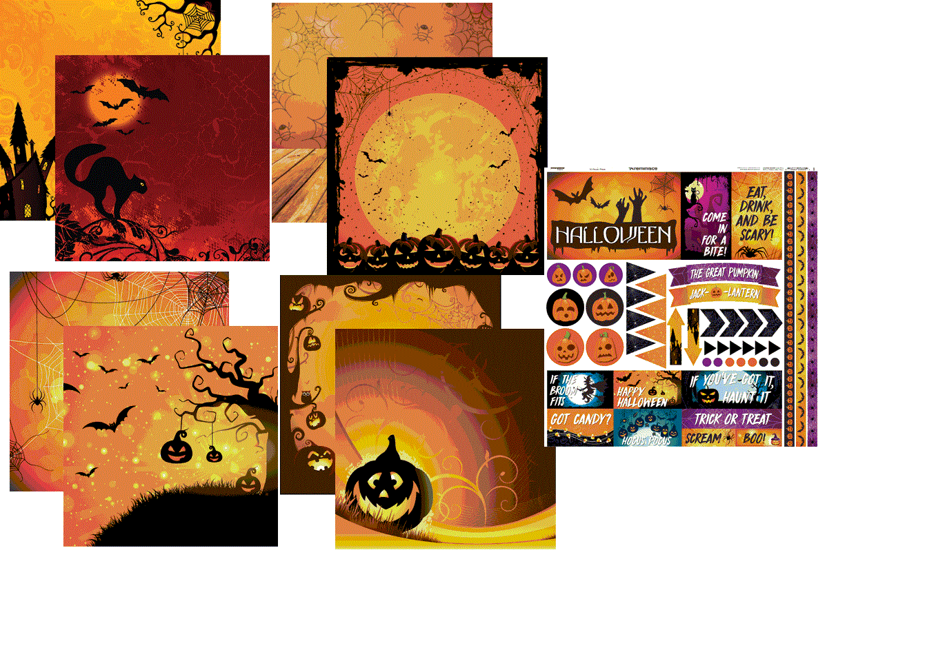 Reminisce Halloween Night Papers and Stickers Set