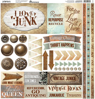 Junkstock 12x12 Scrapbook Papers and Stickers Set
