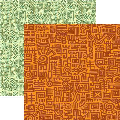 Orange Doodle - Mexico 12X12 Travel Scrapbook Paper