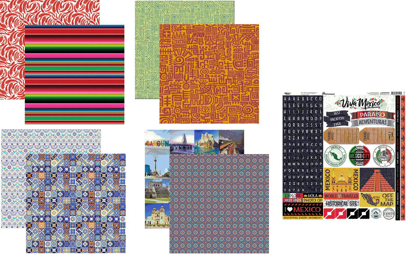 Mexico Scrapbook Papers and Stickers Set