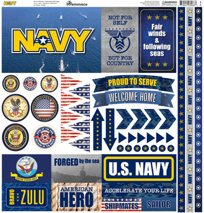 Navy Stickers 12x12 by Reminisce