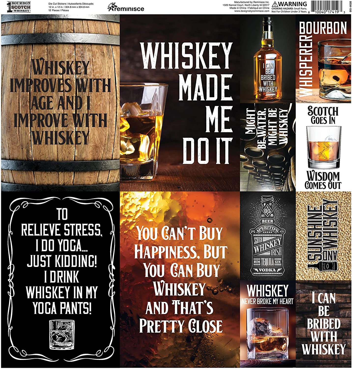 One Bourbon One Whiskey 12x12 Scrapbook Stickers – Country Croppers