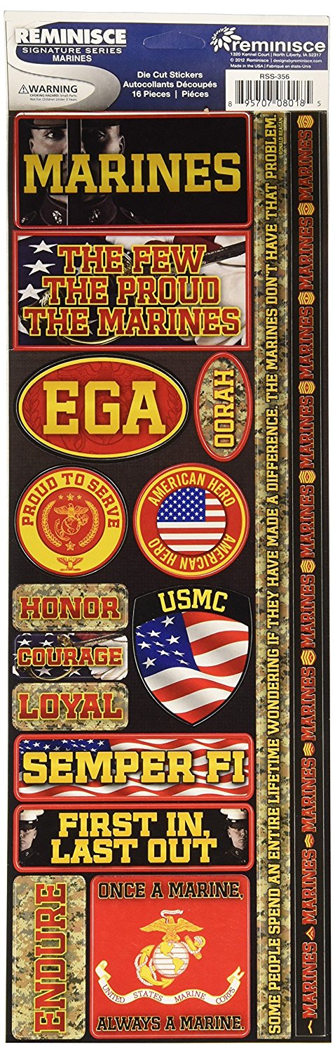 Marines Cardstock Scrapbooking Stickers Set