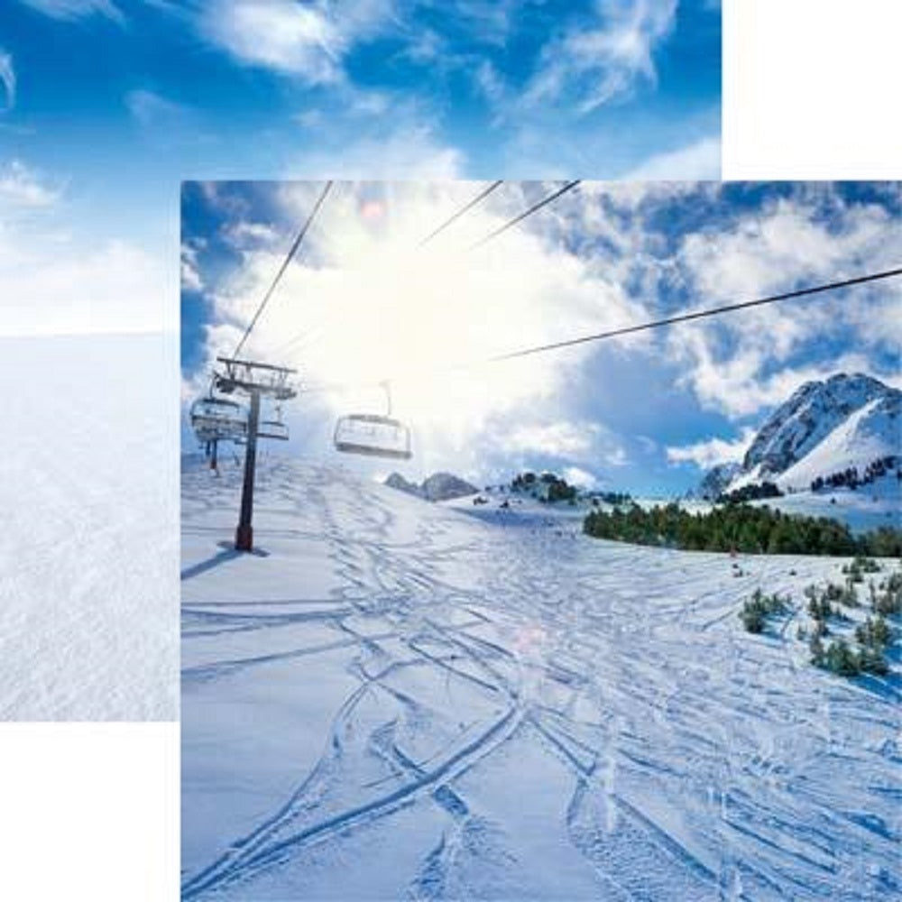 Snow Day Ski Lift Scrapbook Paper