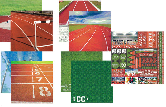 Track and Field Scrapbook Papers and Stickers Set